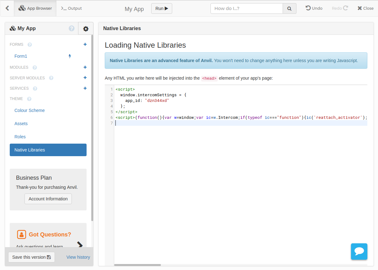 Importing JavaScript libraries. You can write <meta> tags in here too.